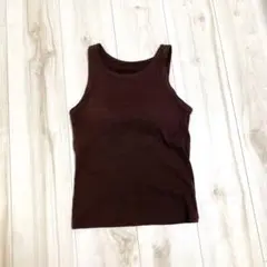 【美品】UNIQLO ユニクロ リブブラトップ アメリカンスリーブ ブラウン