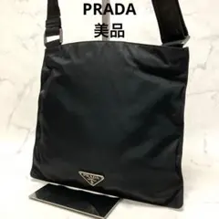 美品 プラダ ショルダーバッグ サコッシュ テスートナイロン 三角ロゴ ブラック