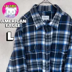 usa古着 AMERICAN EAGLE ネルシャツ L チェック ネイビー系