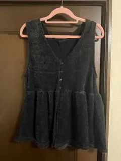 Amista シャギーニット ベスト ブラック Mサイズ