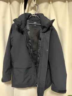 ブラック フード付き ダウンジャケット M ユニクロ