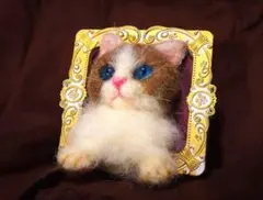 羊毛フェルト猫 フレーム付き