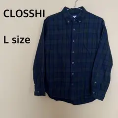 【CLOSSHI】メンズ/チェック長袖シャツ/襟付き/グリーン/ブルーのサムネイル