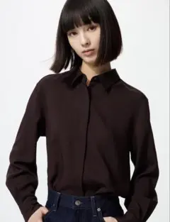 UNIQLO＊完売品＊新品タグ付きユニクロレーヨンブラウス長袖シャツ