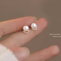 No106 パールピアス 高級感［シルバー］SV925 金属アレルギー対応