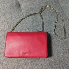kate spade レッド 長財布 チェーンストラップ付き