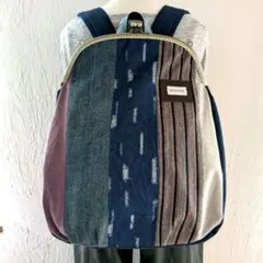 新サイズ☆がま口リュック☆縦パッチワーク