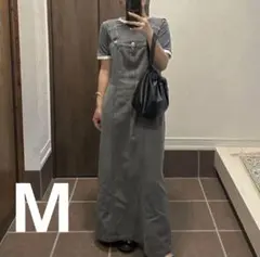 しまむら　megumi ベアトップジャンスカ　M グレー　サロペ　デニムワンピ