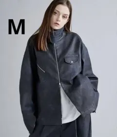 【SOCCE】 ヴィンテージ加工合皮ジップアップ2wayジャケット