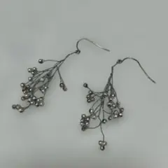 シルバー ビーズ 枝状 ピアス(キャッチなし)