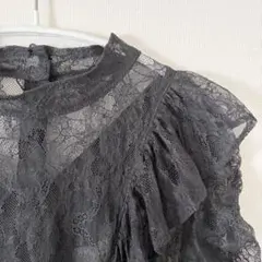 ロイスクレヨン　総レース フリルブラウス 長袖 ブラックのサムネイル