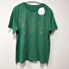 【未使用】緑色 花柄 Tシャツ Lサイズ　レディース　タグ付き