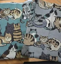 猫柄 プリント生地 2枚セット
