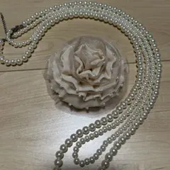 クリーム系2WAYコサージュ10㎝とパール調ネックレスセット