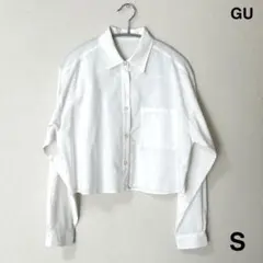 【美品】GU クロップドシャツ レディース 長袖 白 ホワイト