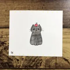 【1194】【黒猫の絵】オリジナル手描きアナログイラスト原画　自作創作アート作品