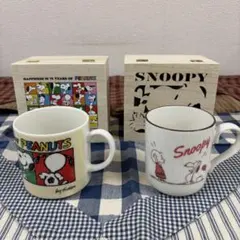 スヌーピー PEANUTS 75th 木箱入マグカップ　2個セット❣️