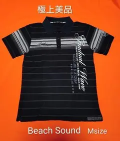程度極上‼️美品‼️Beach Sound メンズポロシャツ BLACK 実寸有のサムネイル