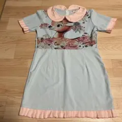 鹿と花柄の半袖ワンピース 130cm