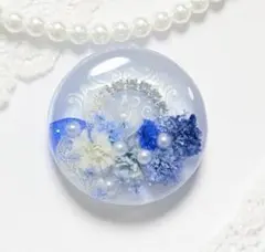 771可憐な♡レジンヘアゴム ブルー〜紫小花のブーケビジューリング