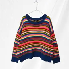 【FOREVER 21】レディース ボーダー長袖ニット マルチカラー M