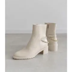 RANDA ランダ 2WAY バックチェーンショートブーツ アイボリー