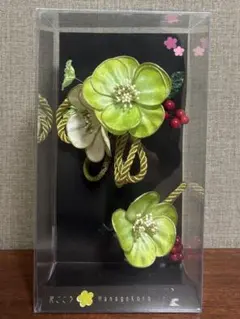 髪飾りセット 緑色と白色の花