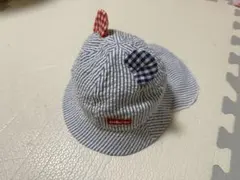 ミキハウスHOT BISCUITS ストライプ 耳付きベビー帽子 42cm