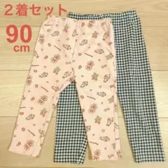 美品 ２着セット 90cm ①アンパンマンストレッチパンツ ②ユニクロ レギンス