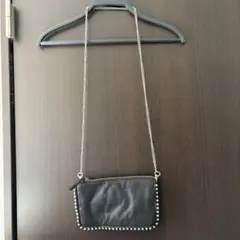 大人気完売品ZARAメタルチェーンミニショルダー シルバー ブラック ラメ 希少