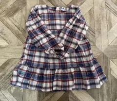 プチバトー　チェック長袖ワンピース　6ans/116cm