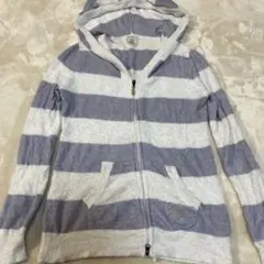 ジェラピケ　フード付きストライプルームウェア　フリーサイズ