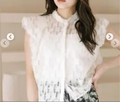 ココディール　フラッフィーショートブラウス　ホワイト