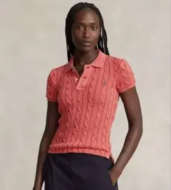 POLO by Ralph Laurenケーブルニットポロシャツ 半袖オレンジ