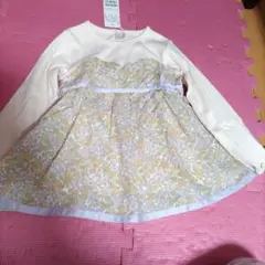 プティマイン☆未使用＆訳あり☆花柄ドッキング長袖Tシャツ　110