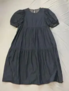 ラ*コ様 最終割引 GU デニム ティアードワンピース ダークブルー サイズL