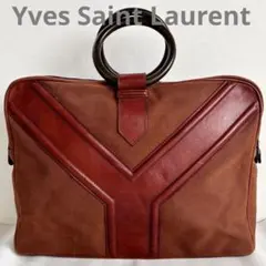 【希少】【良品】【イヴサンローラン】ボストンバッグ キャンバス レザー