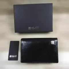 イズイット 黒 名刺入れ イタリアンレザー 牛革 カードケース 定価8250円