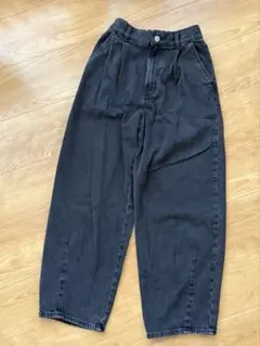 girls バレルレッグジーンズJR M(150) ダークグレー