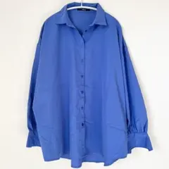 OFALO オファロ　シャツ　ビッグシャツ　オーバーサイズ　ゆったり　ブルー　L