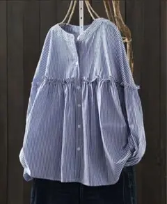 【新品未使用】CADBURY 青白ストライプ 長袖シャツ