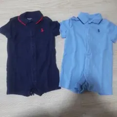 双子　Ralph Laurenロンパース2点セット 6M ネイビー・水色