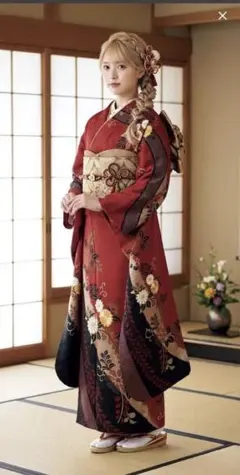 振袖フルセット　振袖　長襦袢　袋帯　帯締め　帯揚げ　成人式　トールサイズゆったり