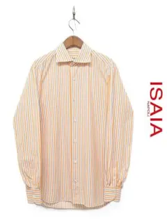 A486 ISAIA イザイア ドレスシャツ ストライプ オレンジ イタリア製