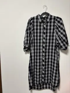 w closet チェック柄長袖シャツワンピース
