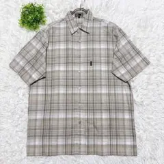【ダックス】 半袖シャツ チェック柄 (L) コットン 美品 カジュアル 日本製
