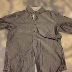 COMME CA MEN グレー ドット柄 半袖シャツ