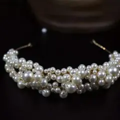 【結婚式・前撮り】パール カチューシャ 髪飾り 太め 花嫁