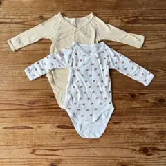 プチバトー 長袖ボディ 肌着 ロンパース 2枚セット 6m 67cm