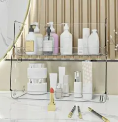 2個セット 重ね置き スタッキング デスク 洗面所 ドレッサー 収納 アクリル